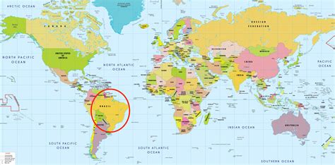 MAP Brazil On A World Map